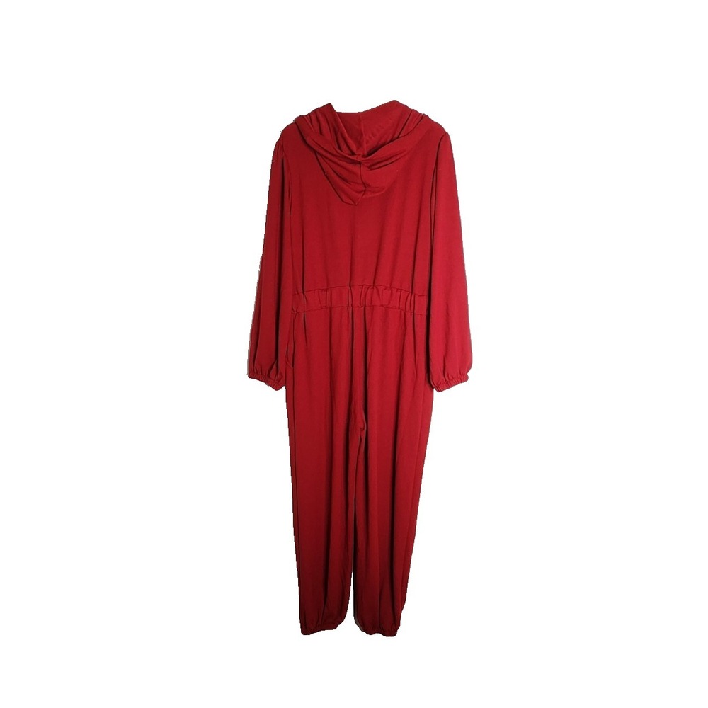 Red Romper Jumpsuit with Hoodie Comfy Size XL - Picture 8 of 9